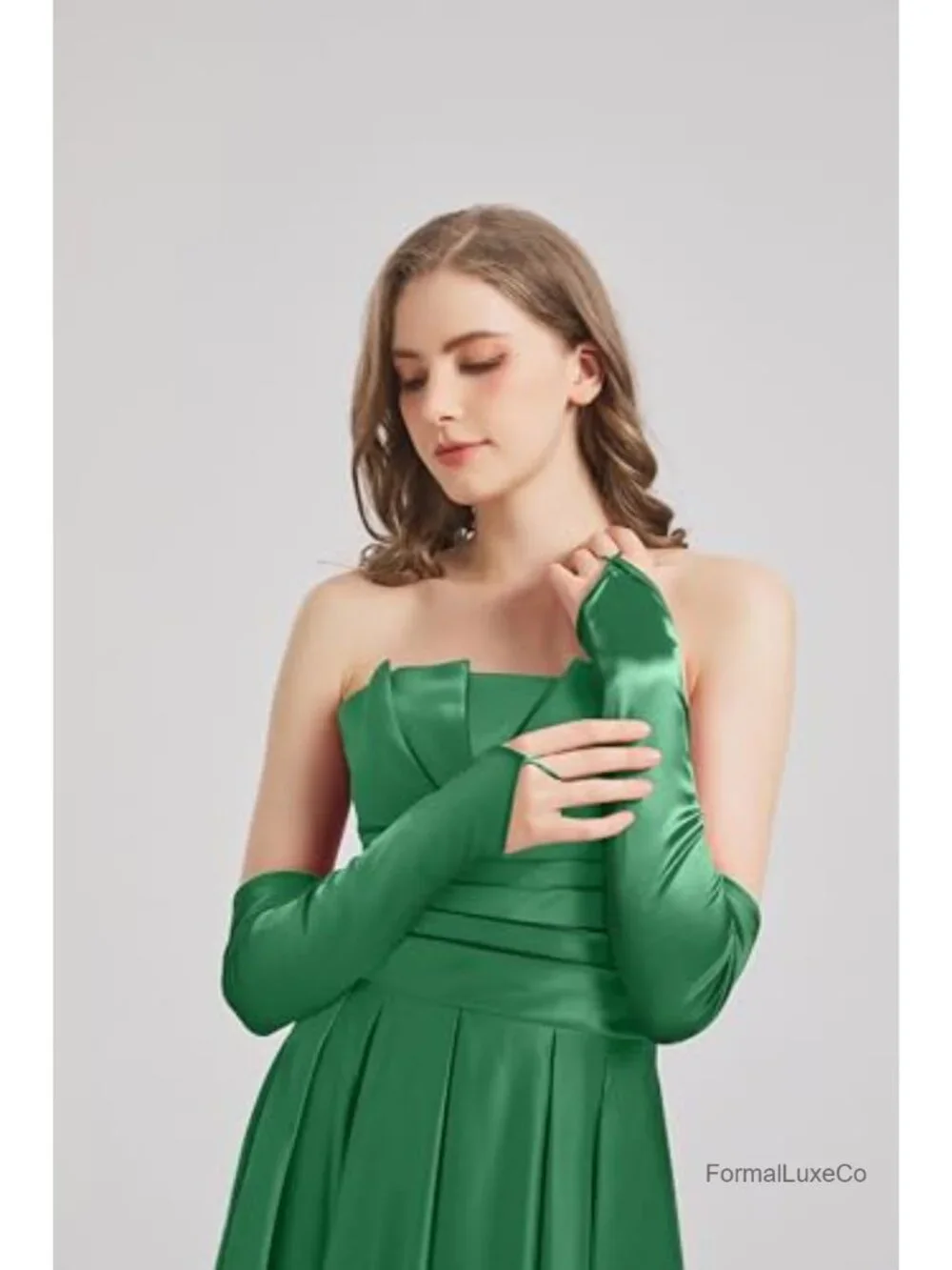 Fingerless Long Satin Gloves for Women Costume Opera Elbow Length